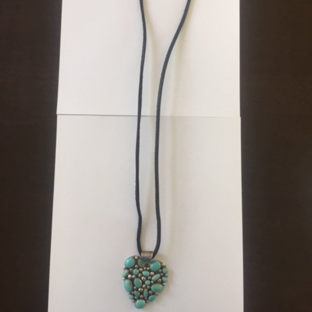 Turquoise and Sterling Heart Necklace